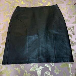 Gianni Bini Black Leather Pencil Skirt